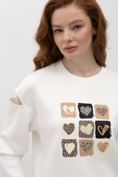 Світшот трикотажний молочний вільного силуету Лукрія 02