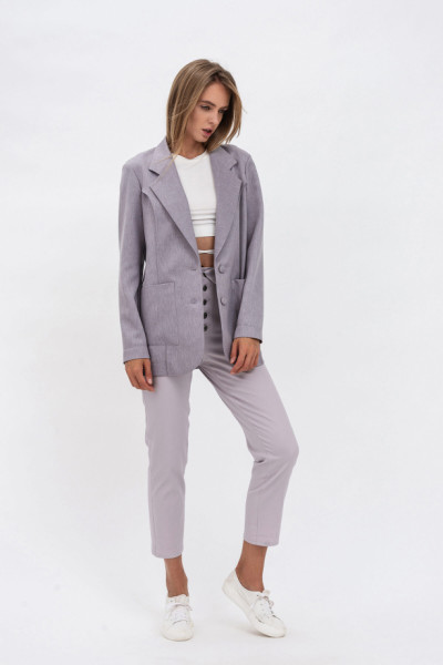 Сірий жіночий жакет вільного крою з костюмної тканини Меларі