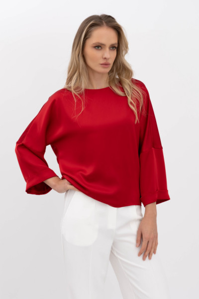 Жіноча шовкова блуза червоного кольору Нісса 103