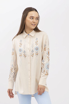 Жіноча вишиванка бежевого кольору Моніфа 04