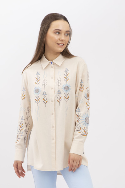 Жіноча вишиванка бежевого кольору Моніфа 04