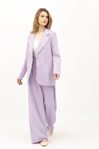 Лляний однобортний жакет бузковий Меларі 16