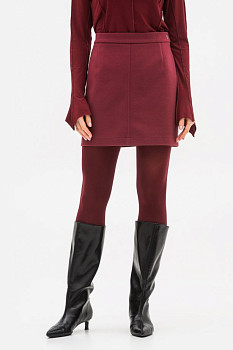 Міні спідниця бордового кольору з екозамші Мадіра 02