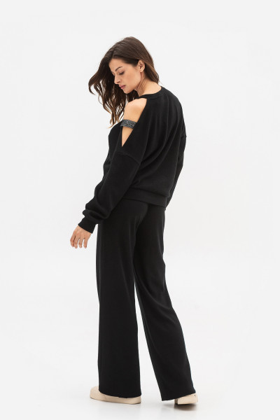 Трикотажні брюки прямого крою чорного кольору Сендра 02