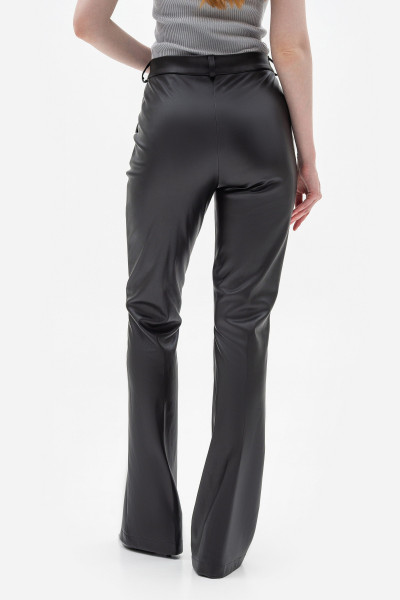 Чорні брюки кльош з екошкіри Фентел
