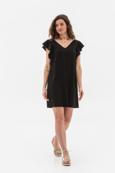 Лляна мінісукня вільного силуету чорного кольору Ворета Лляна мінісукня вільного силуету чорного кольору Ворета