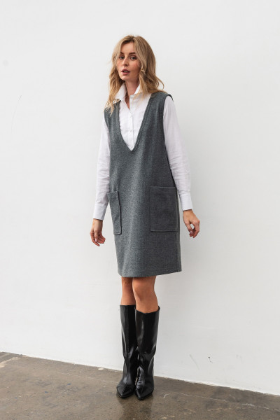 Сарафан з трикотажу сірий Емелі 02 Сарафан з трикотажу сірий Емелі 02
