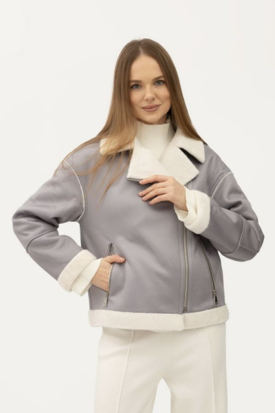 Куртка демісезонна вкорочена сірого кольору 24107305