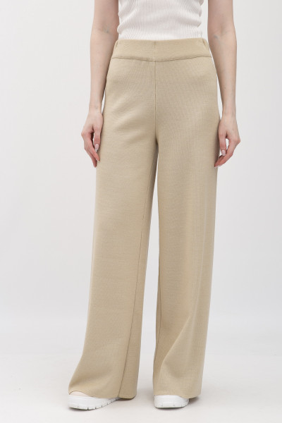 Брюки прямі трикотажні бежевого кольору 25218000