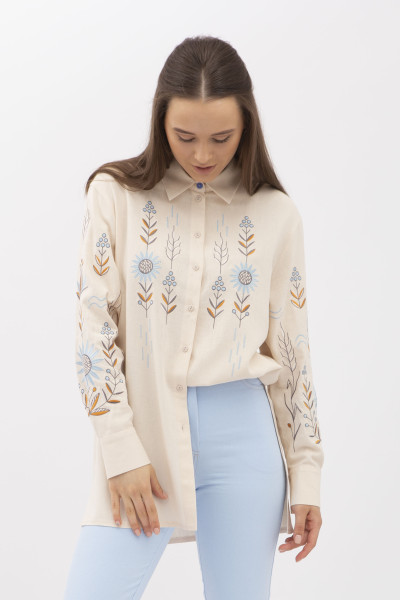 Жіноча вишиванка бежевого кольору Моніфа 04