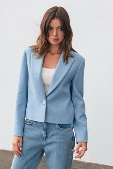 Жакет однобортний блакитного кольору вкорочений Оріел