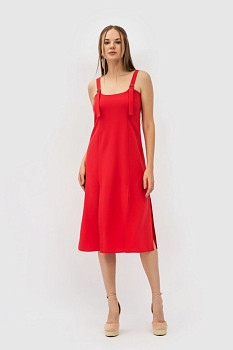 Червоний літній сарафан з вмістом льону Алімія Червоний літній сарафан з вмістом льону Алімія