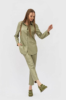 Подовжена сорочка прямого крою зеленого кольору Сіфре 03