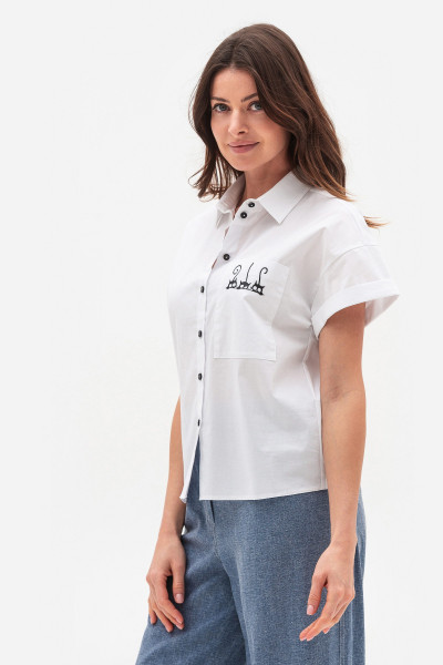 Бавовняна біла блуза з коротким рукавом Трікет