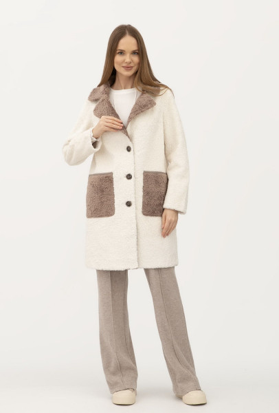 Двостороннє пальто однобортне молочного кольору 24107304