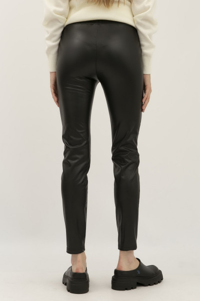 Жіночі лосини із стрейчевої еко-шкіри чорні Рейн