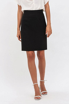 Сіра жіноча класична спідниця з поясом на резинці зі шліцею Тірія