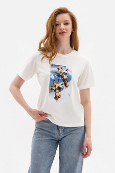 Трикотажна футболка молочного кольору Лаліса 17