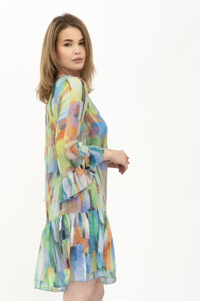 Жіноча літня міні-сукня вільного силуету з строкатого шифону Анєта Жіноча літня міні-сукня вільного силуету з строкатого шифону Анєта