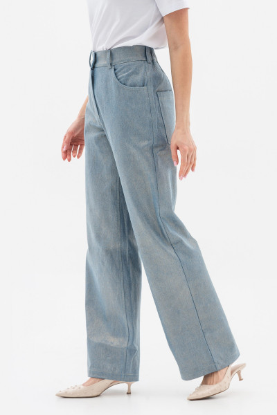 Брюки вільного та прямого крою з натуральної бавовни золотистого кольору Локара 01