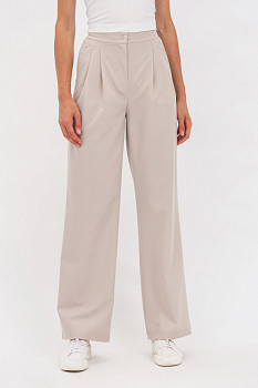 Жіночі штани бежевого кольору з костюмної тканини Аміка 02