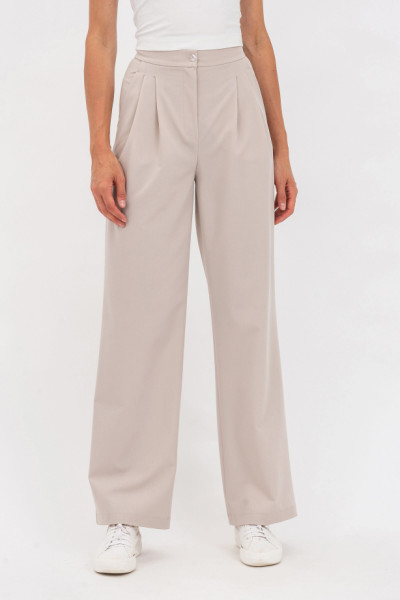 Жіночі штани бежевого кольору з костюмної тканини Аміка 02
