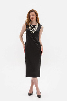 Сукня-футляр чорного кольору довжини міді Лінеса Сукня-футляр чорного кольору довжини міді Лінеса