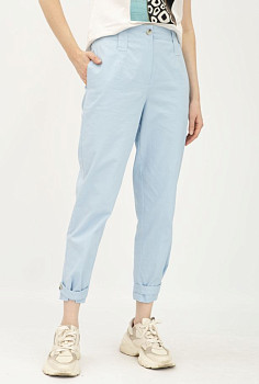 Котонові блакитні штани  з силуетом бананів Зорін 01