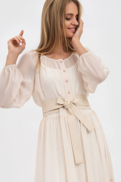 Жіночий пояс з екошкіри молочного кольору 4