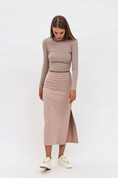 Спідниця-олівець бежевого кольору на поясі-резинці Дадлі