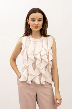 Літня напівпрозора блуза вільного силуету пудрового  кольору Млада 01