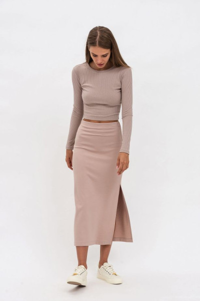 Спідниця-олівець бежевого кольору на поясі-резинці Дадлі