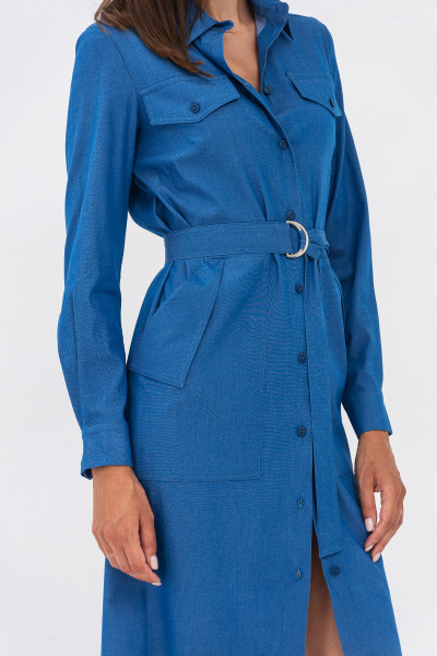 Сукня сорочка з поясом синього кольору Елені 021