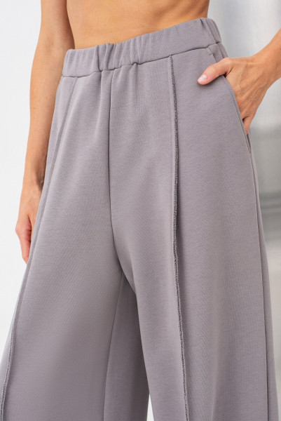Брюки палаццо трикотажні сірі Елісса 01