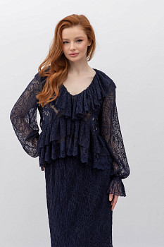 Блуза вільного силуету з мережива Альпія