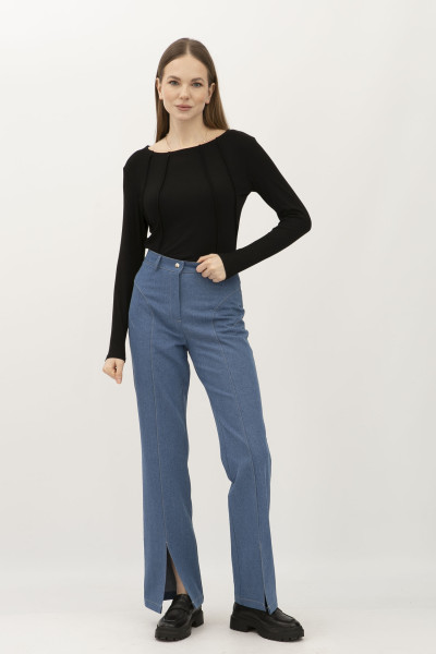 Лонгслів жіночий чорний з довгим рукавом 24107215