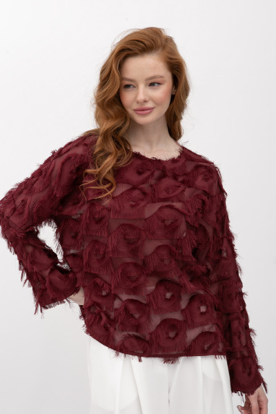 Жіноча блуза вільного крою бордового кольору Тіскан