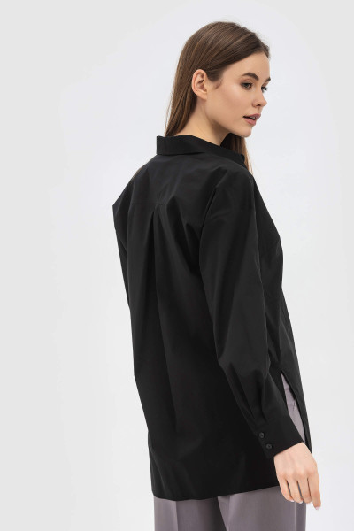 Вільна чорна блуза з натуральної тканини для жінок Лорето 01
