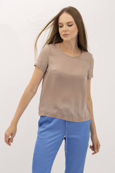 Блуза - футболка з шовку коричнева Ламін 207